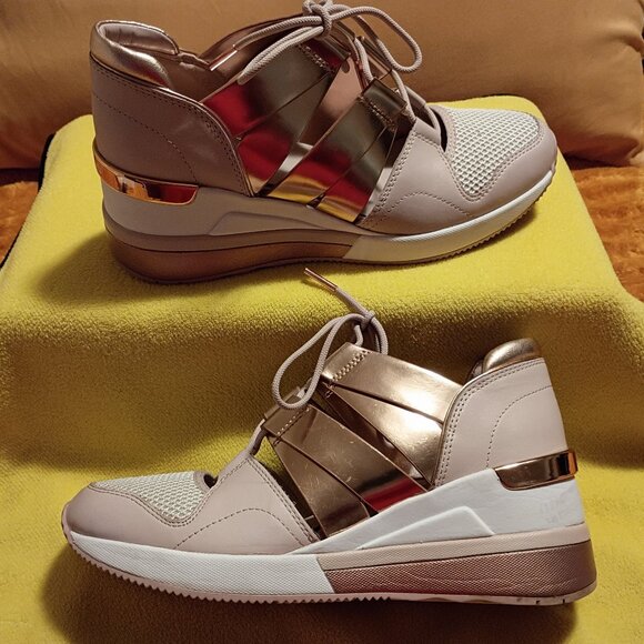Michael Kors Beckett Rose Gold /Pink Lady, Wadge Heel, Sandal, Sneakers, Size 7 - Picture 9 of 15